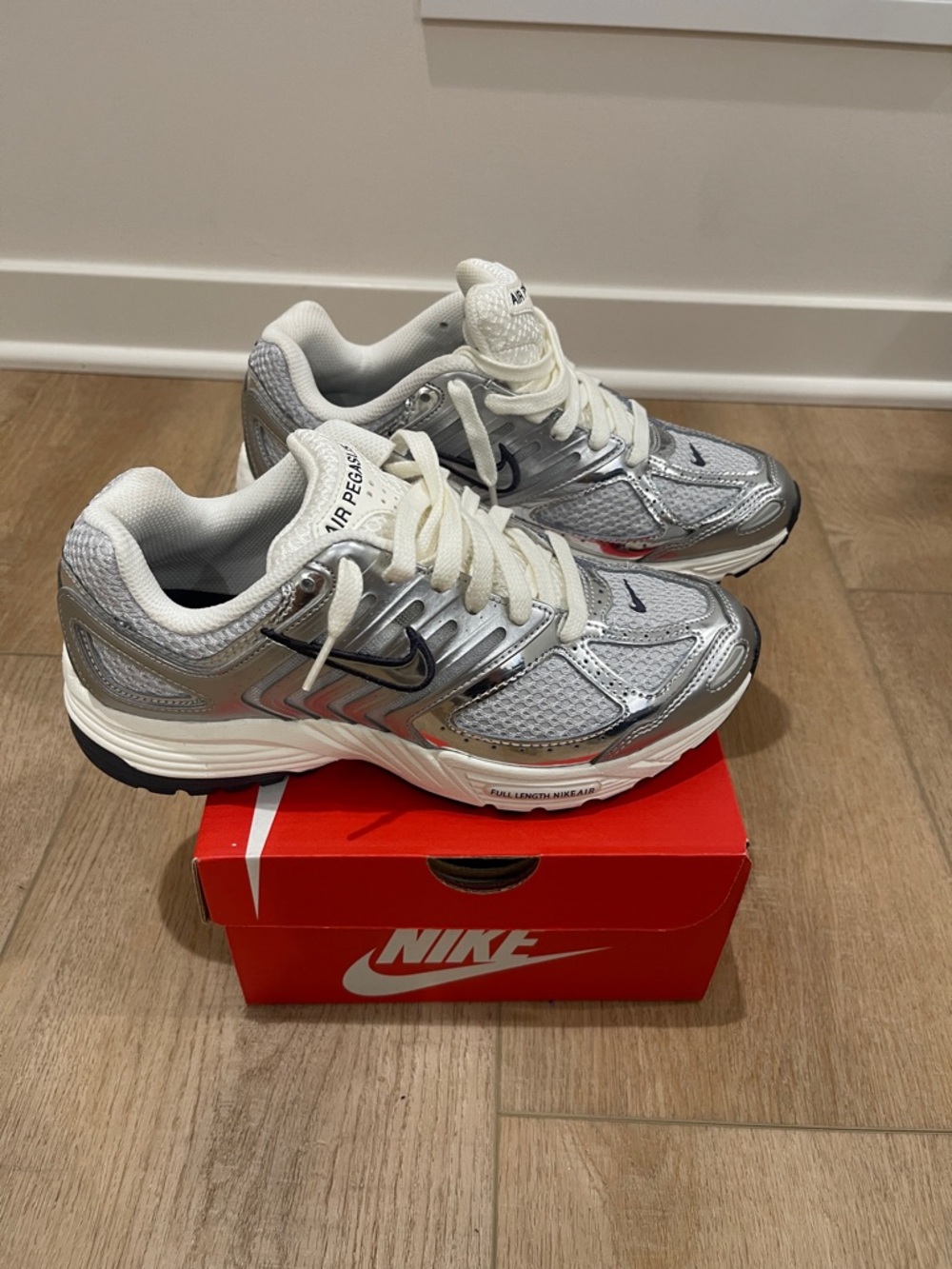 Nike Air Pegasus Silver and White Sneakers